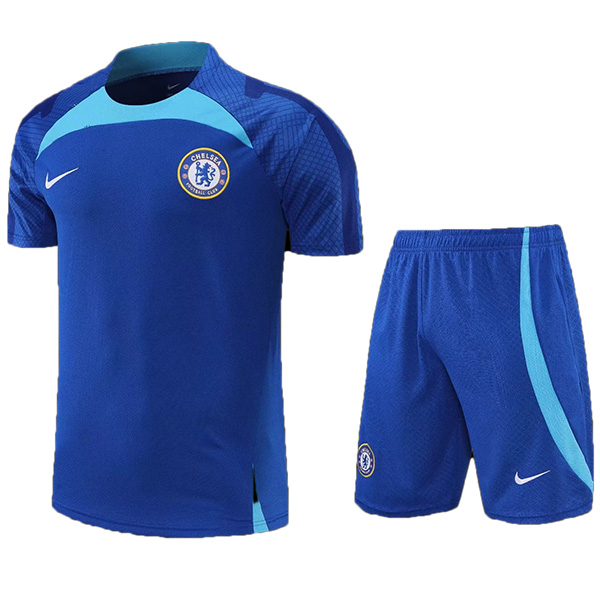 Chelsea training jersey sportswear uniform men's soccer shirt football short sleeve sport suit royal blue top t-shirt 2022-2023 